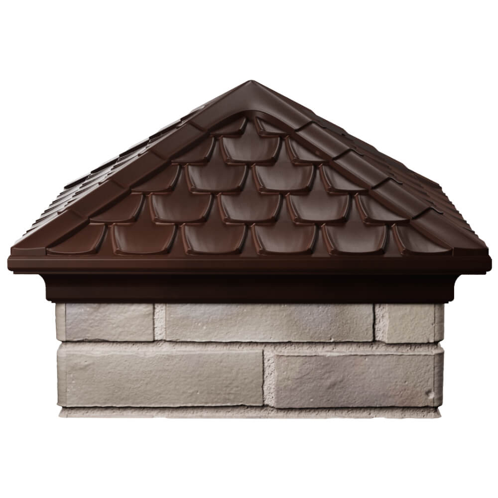 Колпак Zking Эльбрус Коричневый на столб 1.5х1.5 кирпича (385х385мм)